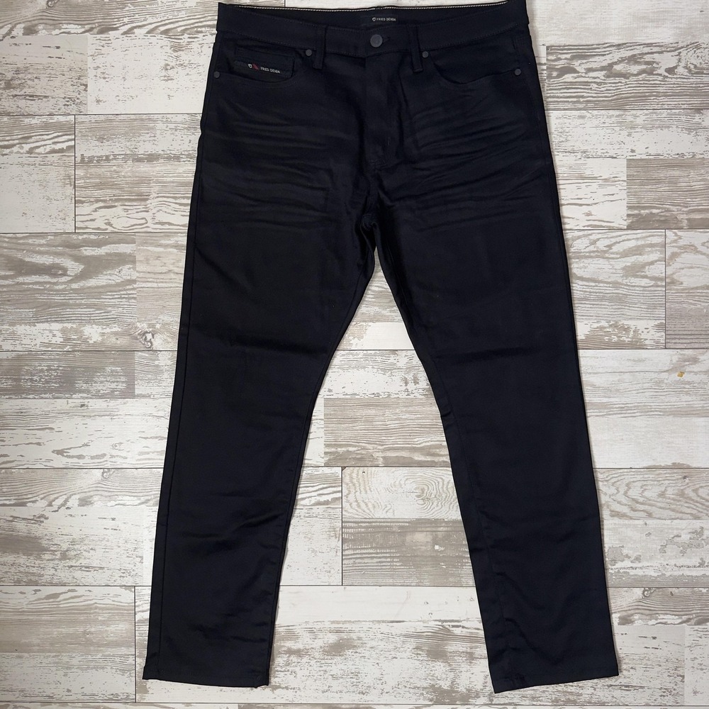 Fried Denim Jeans Mens 38x32 Black Slim Fit Straight Leg Stretch Denim